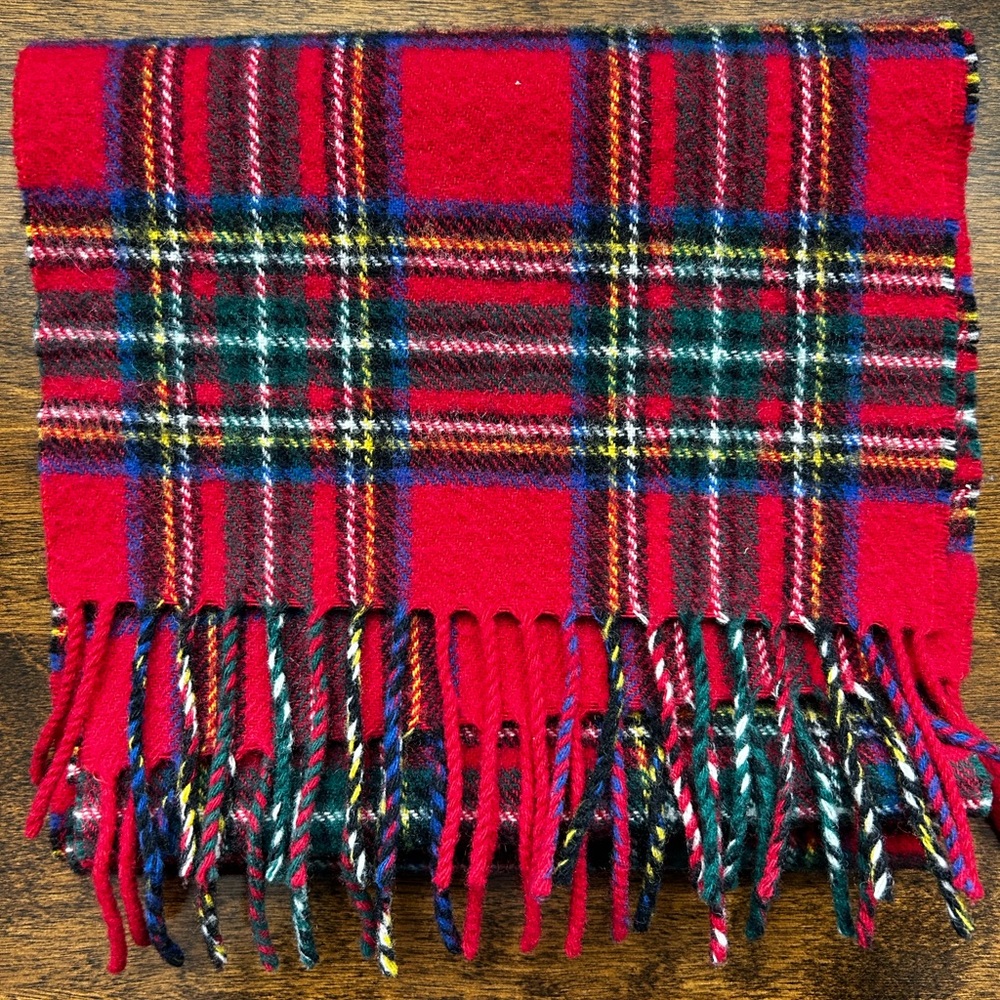 Red Tartan Lambswool Scarf Made in Scotland